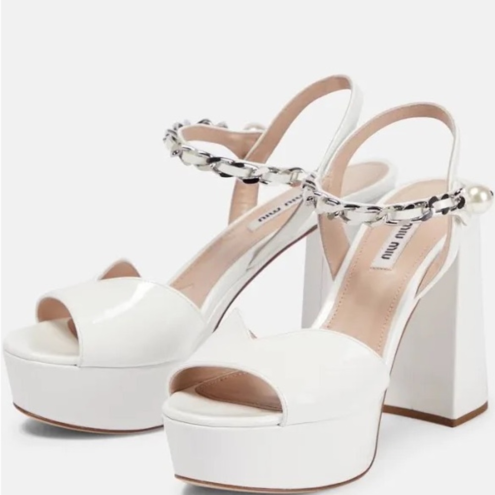 miu miu patent leather platform sandals
